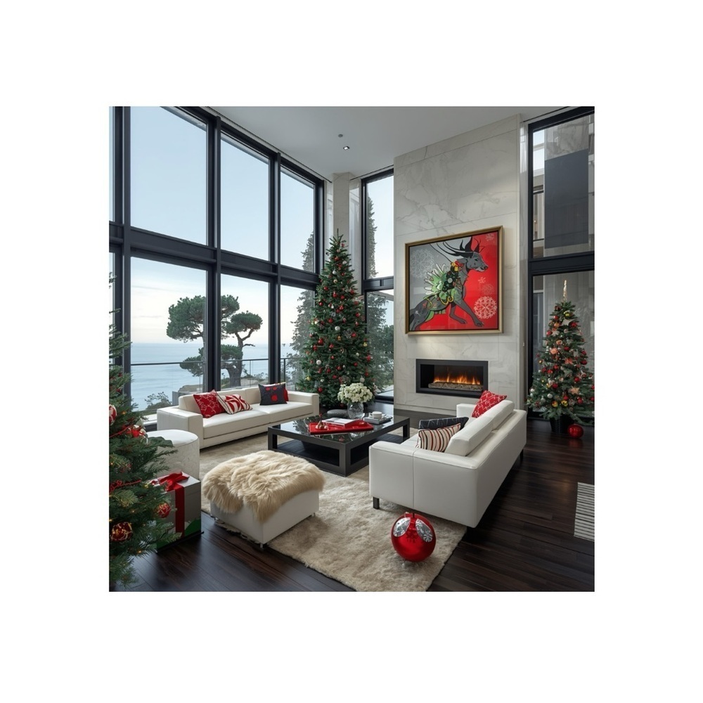 Digital art print with lamination Elegant Holiday Decor Set with Red and Green